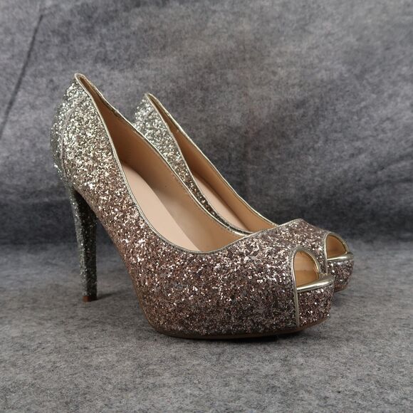 Marc Fisher Shoes Women 7.5 Platform Pump Peep Toe Glitter Fashion Harpyly Ombre - Picture 1 of 14
